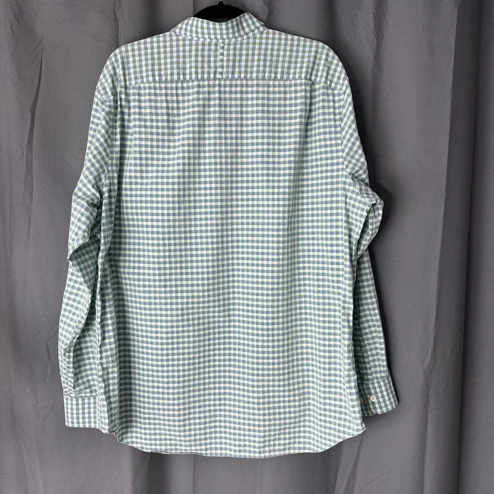Banana Republic Mens XL Slim Fit Gingham Button Down Shirt‎ Green White Cotton